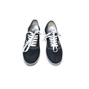 Vans Unisex Black Canvas Low-Top Lace-Up Sneakers Size M6/W 7.5
